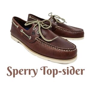 Sperry Top-sider Mens Brown Leather Lace Up Boat Fish Beach Shoes Sz 11.5M